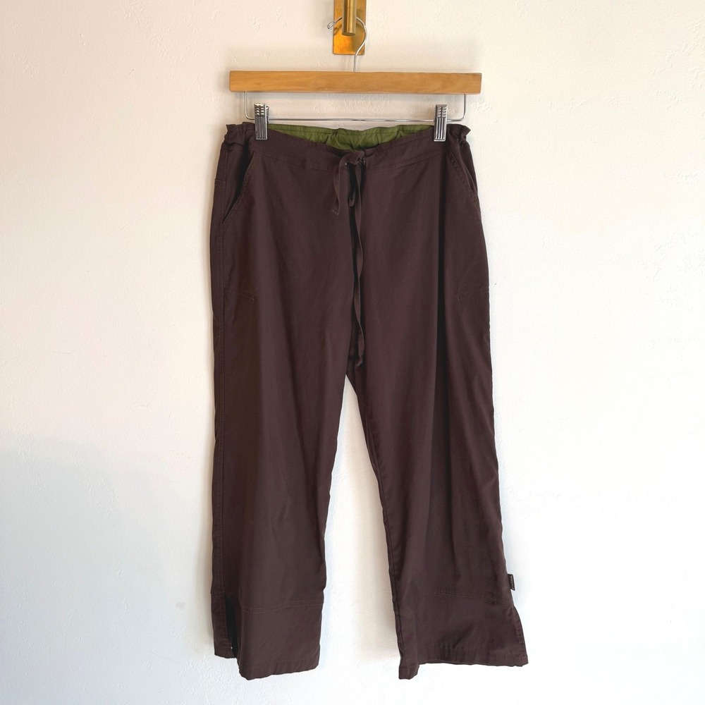 prAna Bliss Capri Pants M Brown Cropped Wide Leg Gorpcore Outdoor Granola Girl